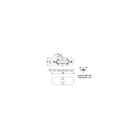 Echantillon Charnière à fil inox 100X36 mm - 9436BI