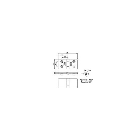 Echantillon Charnière à fil inox 70X35 mm - 9437AI