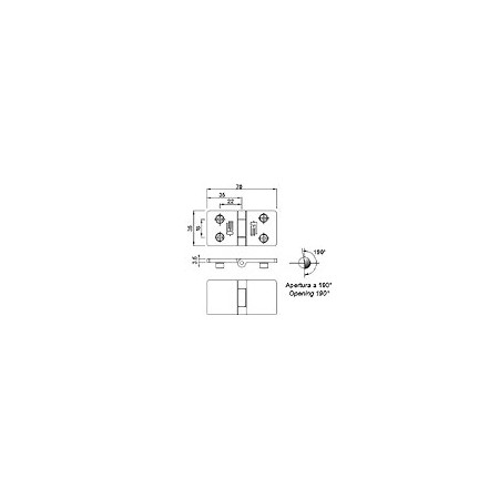 Echantillon Charnière à fil inox 70X35 mm - 9437AI