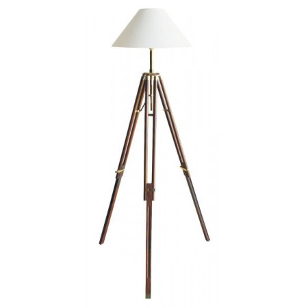 Marineshop - Lampe Trépieds en bois et laiton - H: 166/187cm