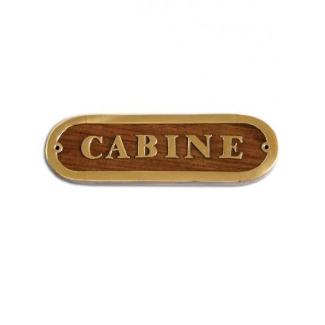 Plaque de porte laiton CABINE version bois