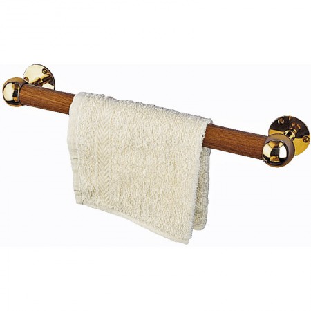 Porte-serviette en teak / laiton - dia. 3 cm