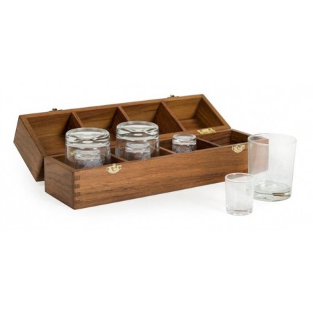 Coffret Bar en teck portatif - Intérieur - 2x4 verres - Marineshop