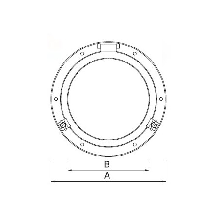 Dimensions - Miroir hublot ouvrant laiton Nemo - Marineshop