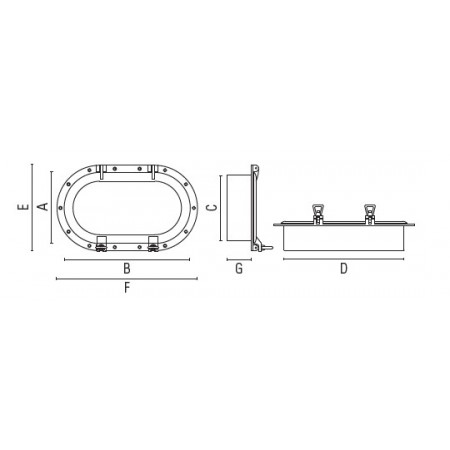 Dimensions Hublot ovale - Marineshop