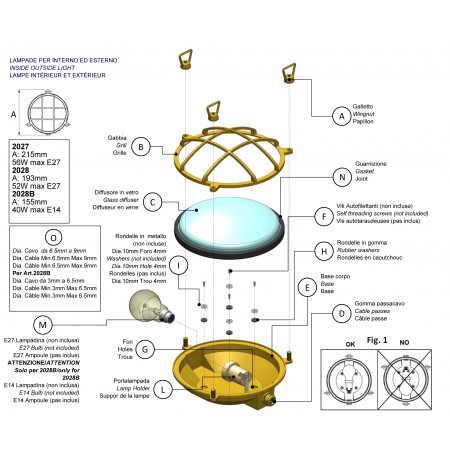 Applique hublot ARCACHON - Instructions