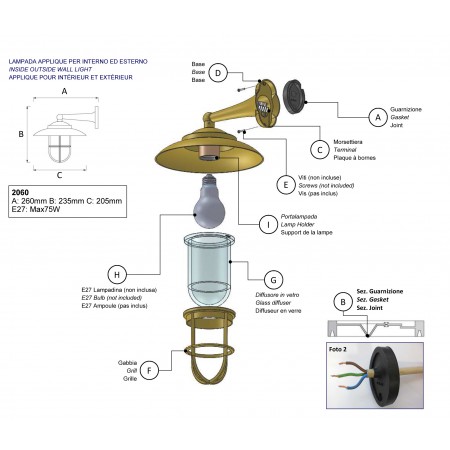 Lampe suspension BAYONNE laiton - Instructions