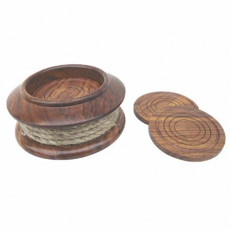 Lot de 6 sous-verres en bois avec cordage - Marineshop.biz