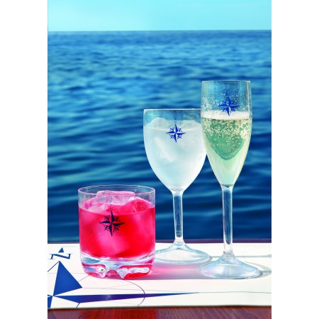 6 Verres à eau motif Rose des vents