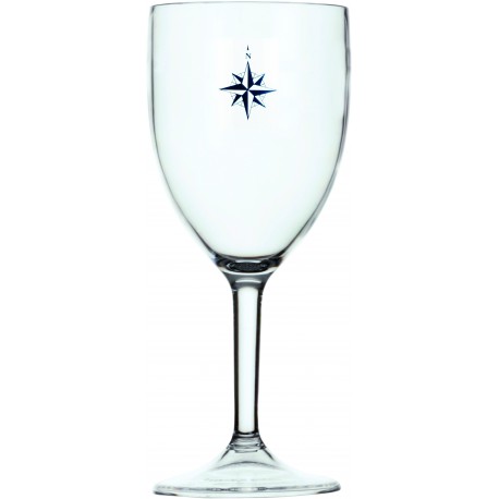 6 Verres à pied motif Rose des vents