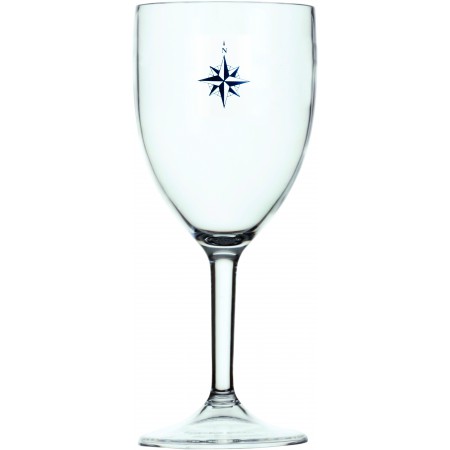 6 Verres à pied motif Rose des vents