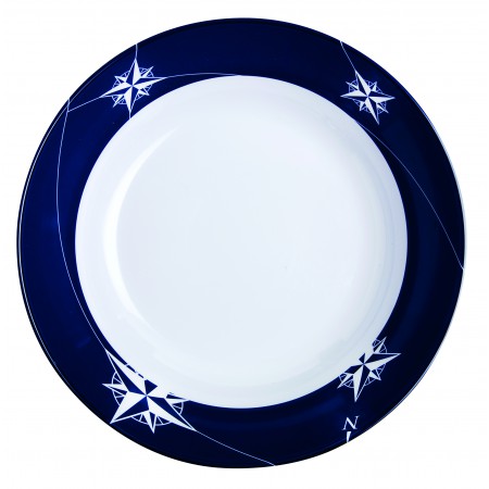 6 Assiettes à soupe rondes antidérapantes motif Rose des vents