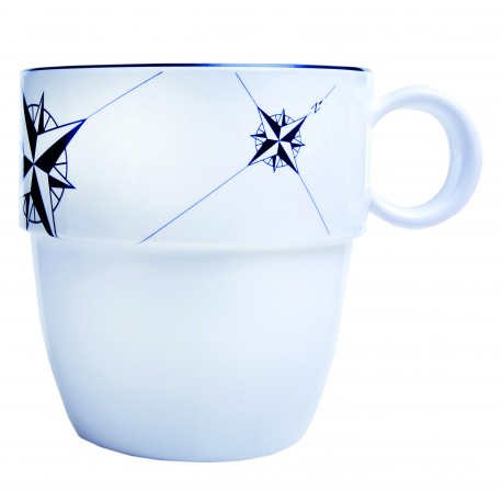 6 Mug blancs antidérapants motif Rose des vents