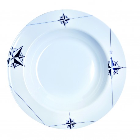 6 Assiettes creuses rondes antidérapantes motif Rose des vents