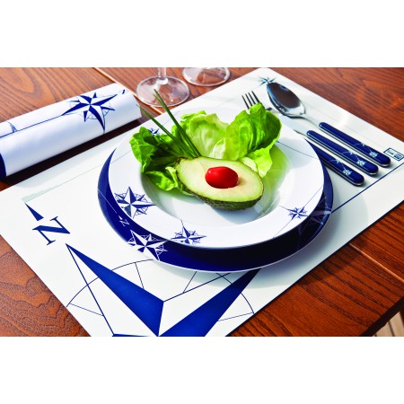 6 Assiettes creuses rondes antidérapantes motif Rose des vents