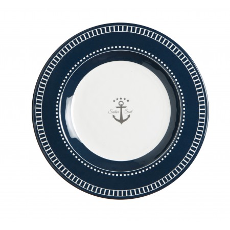 6 Assiettes à dessert rondes motif Ancre