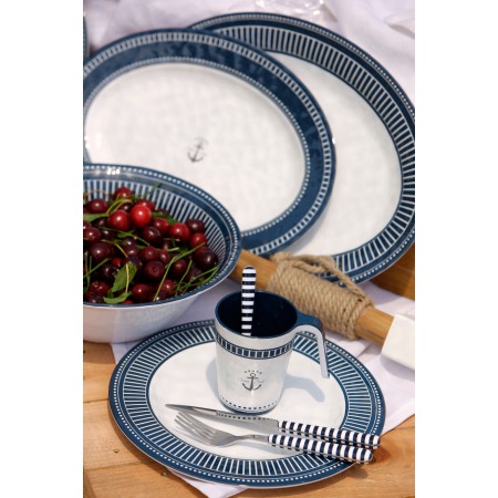 6 Assiettes à dessert rondes motif Ancre