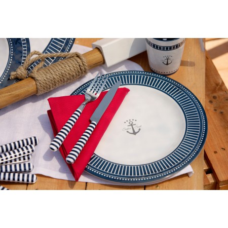 6 Assiettes plates rondes motif Ancre