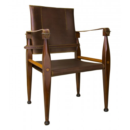 Fauteuil Safari en bois et cuir - Marineshop.fr