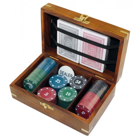 Malette à poker en bois - ouverte - Marineshop.biz