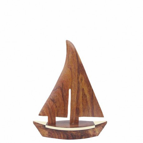 Deco - Voilier en bois - 17,5 x 23cm