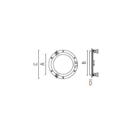 Hublot Ouvrant fin - Laiton Poli  100x125x153x12x4