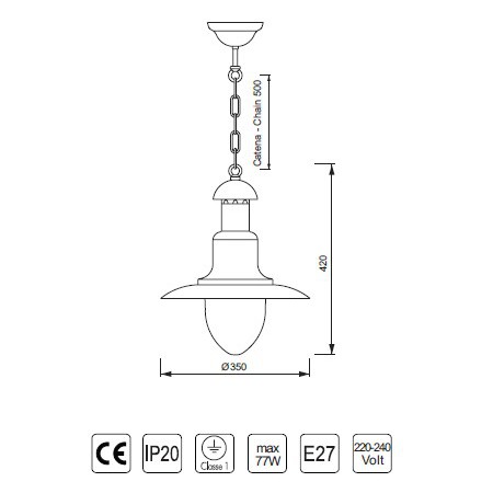 Suspension Lamparo - Dimensions ⌀35 - Marineshop