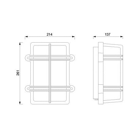 Dimensions Applique hublot Rectangulaire en Laiton - Marineshop