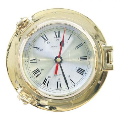 Horloge-Hublot  laiton  cadran chiffres romains dia 18cm