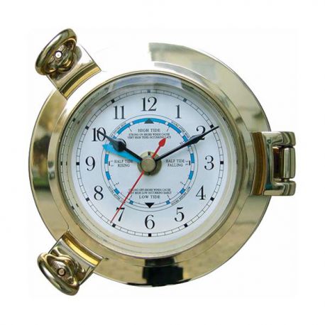 Horloge-Marée-Hublot  laiton  mouvement à quartz dia 14cm