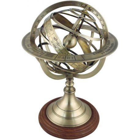 Sphère armillaire, laiton antique sur socle, H: 38,5cm, Ø: 26,5cm