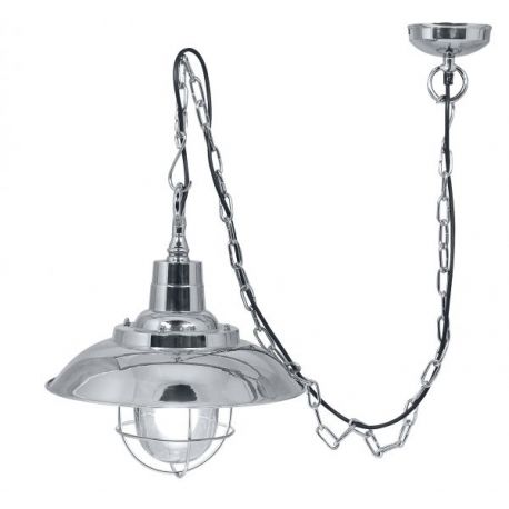 Lampe à suspension, aluminium/fer nickelé, H: 37cm, Ø: 36cm