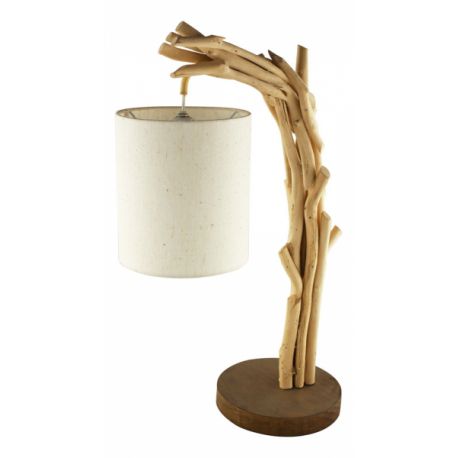 Lampe - Bois flotté avec abat-jour, H: 59cm, Ø: 20/18cm