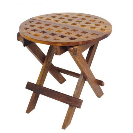 Table pliante, bois, H: 49cm, Ø: 50cm