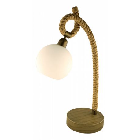 Lampe corde avec opaline blanche givrée H: 69cm, Ø: 22,5/18cm