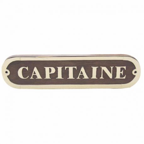 Plaque de porte - Capitaine - Laiton-Bois