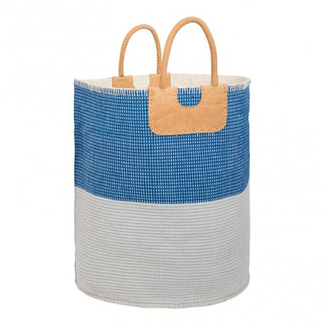 Sac à linge - Panier tissé - Bleu et Blanc - Marineshop.fr