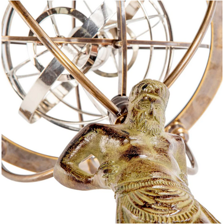 Sphère Armillaire du 18ème - Atlas portant l'univers - 55cm